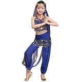 Gaga city 4Pcs Traje de Danza del Vientre Niña/Mujer Disfraces Lentejuelas Baile India Disfraz Belly Dance Cosplay Halloween Carnaval Fiesta Costume