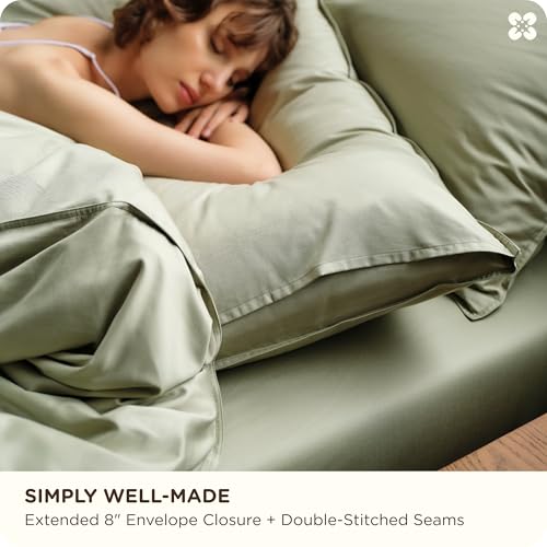 Image of Bedsure Cooling Duvet Cover King Size, Cotton & Viscose Derived from Bamboo Duvet Cover Set, PureWoven Ultra-Soft, Breathable & Lightweight Home Bedding for All Seasons (Sage Green,104 inchx90 inch)