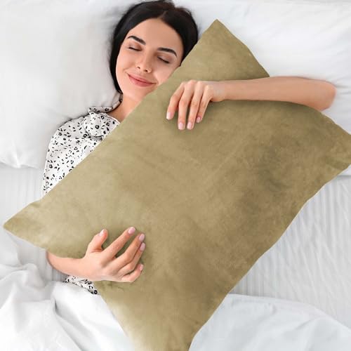 Image of BEDELITE Flannel Pillowcases Standard Set of 2, Camel, 20x26 Inches