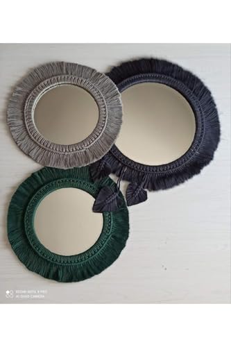SODEF Macrame Mirror Set of 3, Bohemian Style Wall Decor,