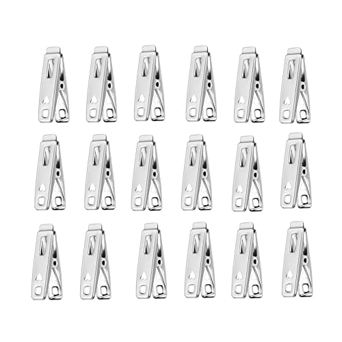 Mollette per Bucato in Acciaio Inox, 20 Abiti Clip Antivento molletta Multifunzionali Antiscivolo Acciaio Inossidabile Adatto per Interni Esterni