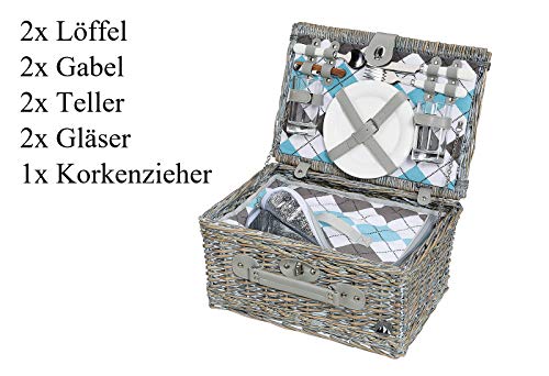 Cilio 155716 Picknick-Korb Stresa Deluxe, Stoff, olivgrün, 40x28x20 - 3