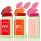 LUMEZING Rubor en Barra de 3 Colores, Rubors en Crema Sólido Mate, Rubor en Barra Multiusos para Mejillas, Labios y Ojos,...