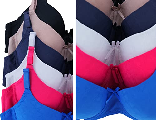 Image of ToBeInStyle Women's Pack of 6 Classic Style Underwire Supportive Padded Bras