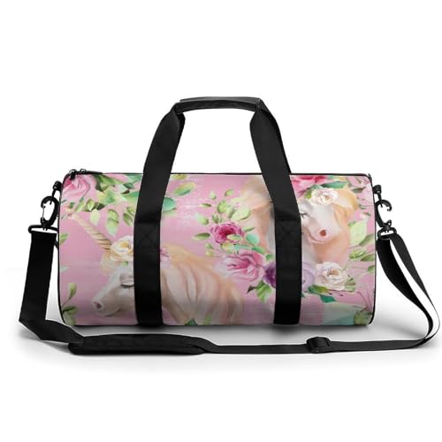 Sac de sport licorne rose 45x23x23cm pour gym et voyage
