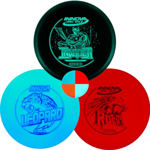 Innova Discs Golf DX 3 Disc Set | Driver, Midrange, Putter | Leopard3, RocX3, Invader + G3T Blank top mini