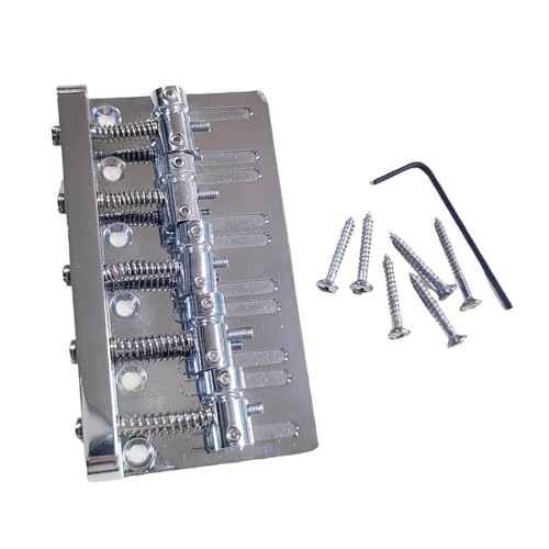 Vaveren 5 Strings Bass Bridge with Screws Heavy Duty Stainless Steel Sturdy Replace Parts Easy Installation for Bass Guitar Accessory