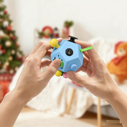Fidget Dodecagon Cube-Easter Basket Stuffers 12 Sided Fidget Toy Cube for Kids and Adults 12 Sides Stress Relief Cube Fidgets Toys Travel Airplane Essentials for Boys Girls(B3 Blue Sky) - Image 6