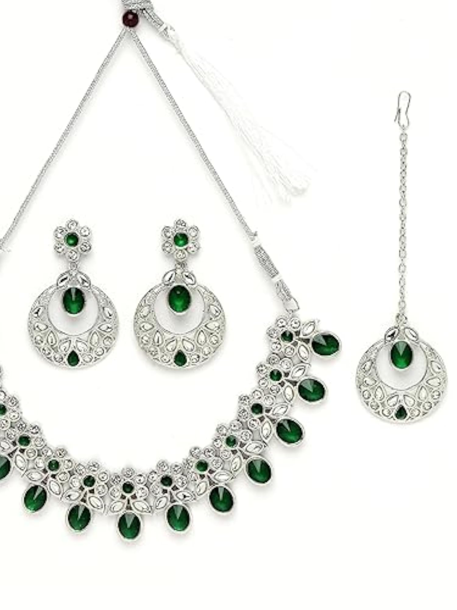 Dreamy Rhodium Plated AD Stones Necklace Set