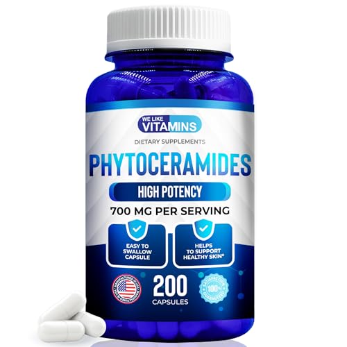We Like Vitamins Phytoceramides 700mg - 200 Capsules All Natural Wheat Free and Plant Based - Phytoceramide Supplement - Skin Supplement for Women - Ceramides for Skin Hydration, Repair, Rejuvenation