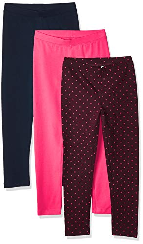 Amazon Essentials Girls 3-Pack Leggings, Simple Dot Purple/Raspberry/Navy, XL (12)