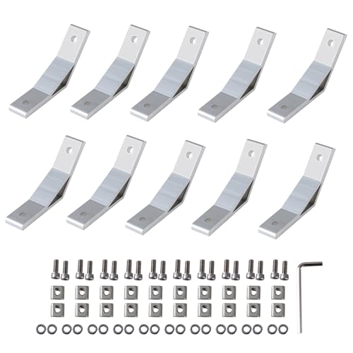 ONLISUM 10 Stück Winkelverbinder,135 Grad winkel Befestigungsmaterial,Aluprofil 30x30 Aluminium winkelverbinder ,Winkel Metall zum Verbinden von 3030 Aluminiumprofilen