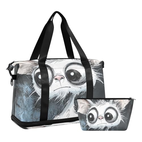 Cartoon Cute White Halloween Bat Travel Tote Bag Travel Weekender Gear Bag with Adjustable Strap for Business Trips Waterproof