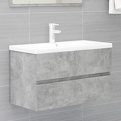 Cinyiqo Mueble con Lavabo, Mueble Bajo Lavabo, Armario Bajo Lavabo, Lavabo con Mueble, aglomerado Gris hormigón