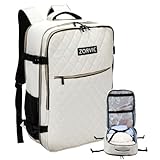 ZORVIC Travel Backpack for Women, Flight Approved Carry On Backpack, Anti Theft Luggage Bag Fit 17 Inch Laptop Business Weekender (Beige)