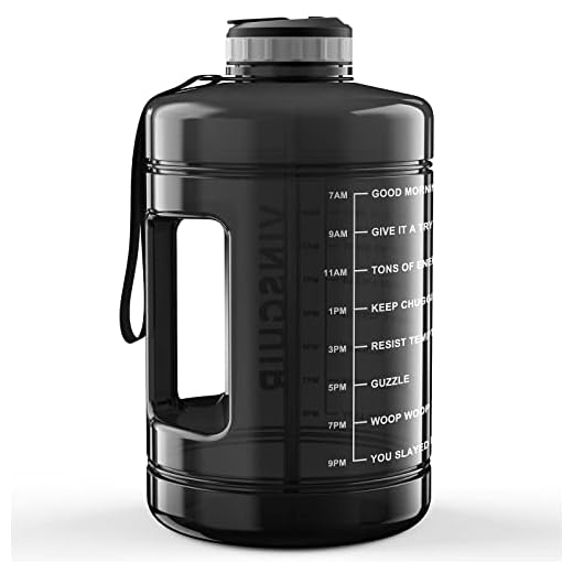 VINSGUIR 1 Gallon Water Bottle with Times to Drink - Motivational Large 128 oz Water Jug with Straw & Strap & Handle, BPA Free Big Water Bottle for Daily Drinking & Gym Workout (Black)