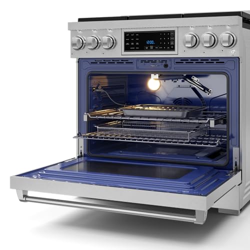 Image of Gordon Ramsay by THOR Kitchen 36 Inch Professional Gas Range with Tilt Panel Touch Control in Stainless Steel