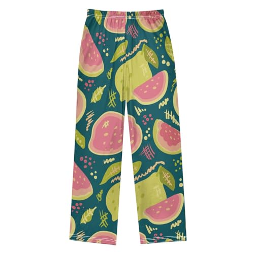Guava Pattern Boys Pants Boys Athletic Pants Long Pant for Boywith Pockets Wide-Leg Size 6-14Y2