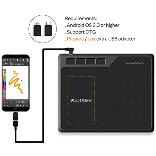 GAOMON Tablet gráfico S620 15 x 10 polegadas com caneta passiva 8192 4 teclas expressas para desenho