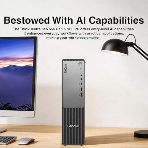 Image of Lenovo ThinkCentre Neo 55s Business Mini Desktop with AMD Ryzen 7 250 | (32GB DDR5, 1TB PCIe SSD, AMD Radeon 780M, WiFi 6, Bluetooth 5.4, 200W PSU, 1 Display Port, RJ-45, 1 x HDMI 2.1, Win11P)