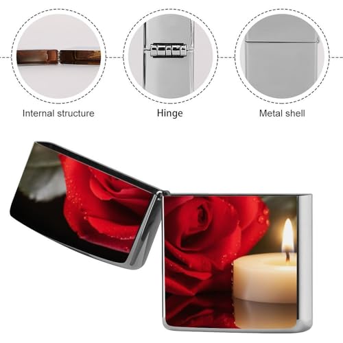 Étui à briquet Candlev rose rouge avec coque métal durable - 6