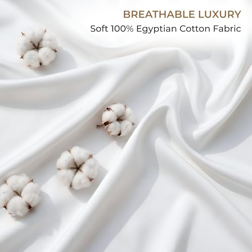Image of SGI bedding 100% Egyptian Cotton Sheets RV King Size - 600 Thread Count Sheets Set, Soft, Cooling, 15 inch Deep Pocket, Luxury Hotel Bedding, Breathable, Durable - White