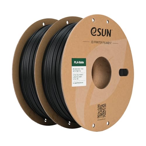 Image of eSUN Matte PLA Filament 1.75mm 3D Printing Filament Black PLA, 1kg Cardboard Spool(2.2lbs) 3D Printer Filament for Most FDM 3D Printers, Black 2Pack