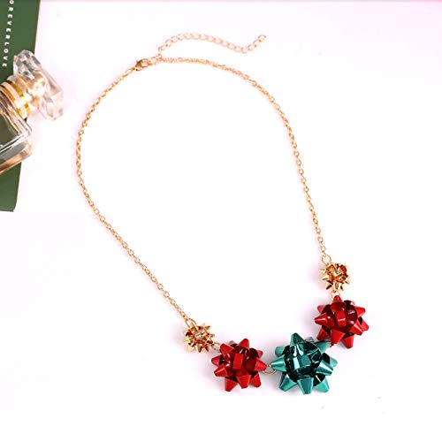 Gift Bow Necklace Christmas Bow Collar Necklace Xmas Jewelry Gift Red Green Bows3