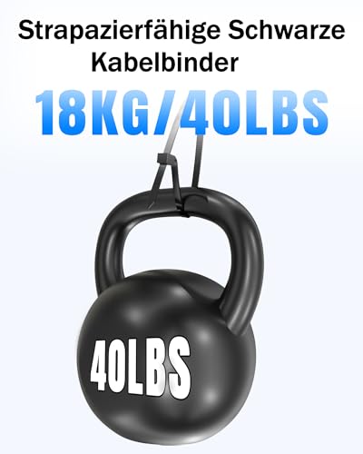 200 Stück Kabelbinder Schwarz Set,Tesmax Kabelbinder UV Beständig 100/150/200/300 mm(je 50 Stück),Nylon Super Haltbar Selbsthemmend für Kabelmanagement,Gartenarbeit,Wohnen,Werkstätten