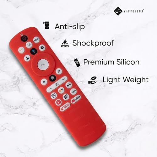 Image of SHOPOFLUX Silicone TV Remote Cover Compatible with Haier Smart TV Protective Case with Lanyard (Red)