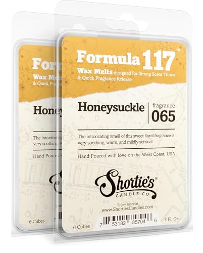 Pure Honeysuckle Wax Melts Multi Pack - Formula 117 - 2 Highly Scented 3 Oz. Bars (6 Oz. Total) - Made With Essential & Natural Oils - Flower & Floral Air Freshener Cubes Collection