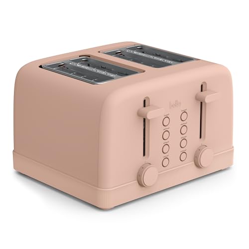 Image of bella 4 Slice Toaster, 6 Setting Shade Control with Reheat & Cancel Buttons, Removable Crumb Tray, Anti Jam & Auto Shutoff, 900 Watt, Blossom