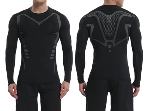 Men's Compression Shirt Athletic Sports Long Sleeve Baselayer Quick-Drying Breathable Running Shirt for Fitness2