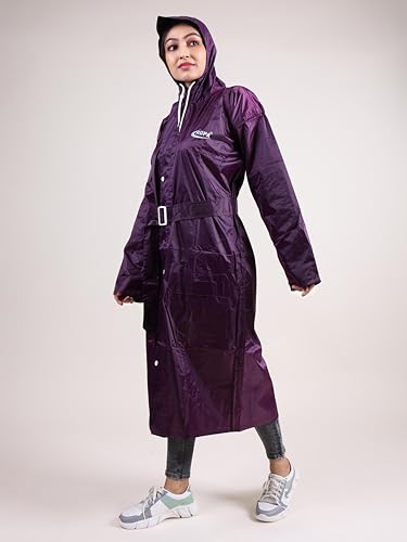Image of Rupa Rainsuit Women Waterproof PVC Raincoat with Hood & Carry Bag | Lightweight Rainwear for Women with Front Zip | Solid Color | Standard Length | Pack of 1