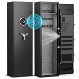 Biometric Fingerprint Rifle Safe 3-4 Gun Cabinet with Fingerprint Keypad Lock and Alarm Function Steel Gun Locker for Home Rifle and Shotgunsfor Home Hunting Enthusiasts