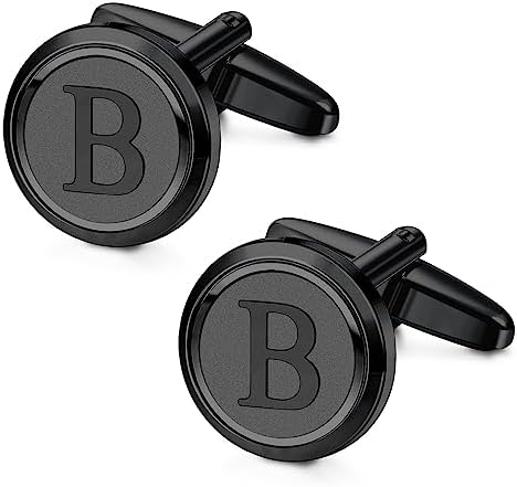 LOYALLOOK Initial Gold Cufflinks for Men Gold Cuff Links Personalized Copper CuffLinks Letter Cufflinks Gift for Groom Husband Father