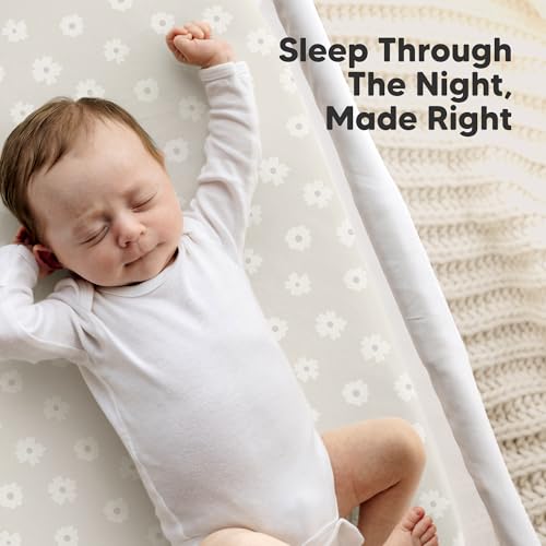 Image of 2-Pack Organic Bassinet Sheets for Girls, Boys - 100% Cotton Bassinet Mattress Sheets Compatible with Halo Bassinest Swivel Sleeper, Graco, Baby Delight, Chicco, Unisex Fitted Bassinet Sheets (Meadow)