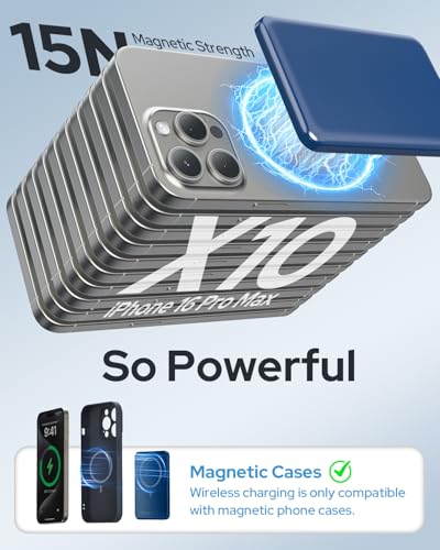 for Magsafe Portable Charger, 5000mAh Wireless Magnetic Power Bank with USB C Charging,Travel Essential for Magsafe Battery Pack Compatible with iPhone 17/16/15/14/13/12 Series, Navy Blue - Image 3