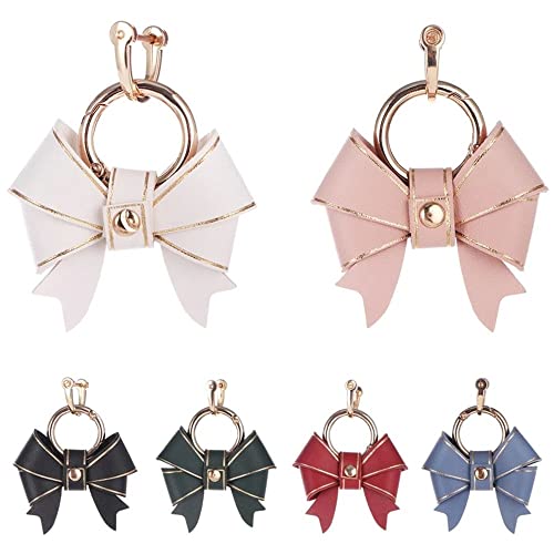 Minlia Handmade Leather Bow Keychain Car Pendant Leather Bow Keychain Ladies Keyrings Bow Pendant Bag Pendant(Blue) #TOP4