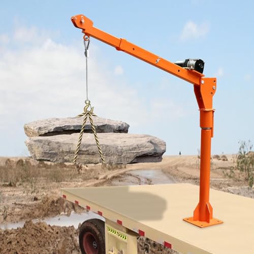 Gru a camion da 500 kg, braccio rotante a 360° in acciaio con verricello elettrico da 12 V e telecomando, attrezzatura di sollevamento per carichi pesanti per pickup, ideale per progetti di