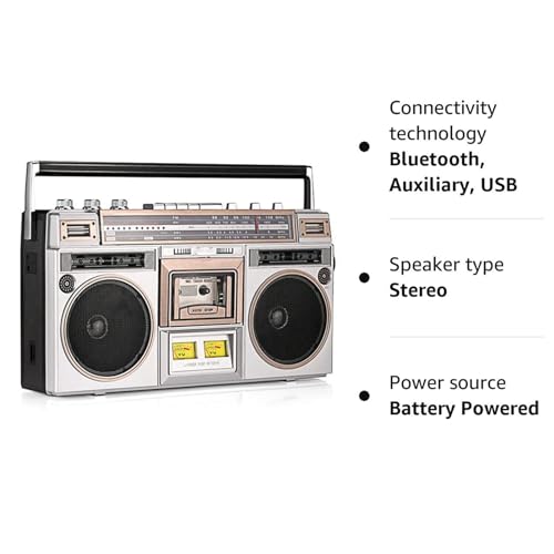 Lettore di cassette portatile con radio AM/FM, registrazione USB/SD, altoparlanti integrati per gli amanti della musica e l'ascolto nostalgico