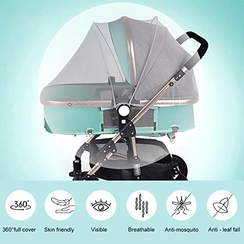 AMANMAN Baby Mosquito Net for Stroller 2 Pack Universal Pram Net Fly Bug Insect Net Breathable Durable Portable Mosquito Covers Infant Mesh Netting for Strollers Crib Car Seat Bassinet (Pink & Grey)