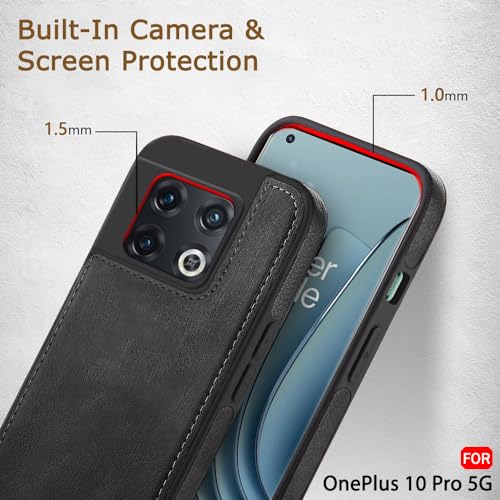 Image of TheGiftKart Genuine Leather Finish Back Cover Case for OnePlus 10 Pro 5G | Shockproof Design | Raised Edges for Camera & Screen Protection | Stunning Minimalist Design Back Case Cover (Black)