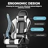 Silla Gamer GTPLAYER, Silla de Computadora con Reposapiés y Soporte Lumbar, Silla de Juego Ajustable en Altura con Asiento Giratorio 360° y Reposacabezas para Oficina o Gaming (Blanco Perla) 5