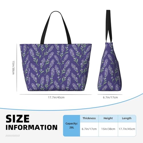 Lavender Flowers Light Purple Large Beach Bag Waterproof Sandproof Swim Tote Pool Bag For Women With Zipper3