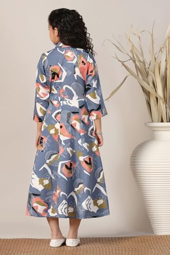 Image of Fashion Dream Girls Calf Length Abstract Printed Dress|Western Midi Dresses|Long Frock for Kids