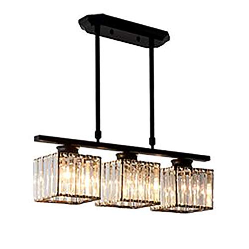 Chandelier cristal moderne E27 plafonnier LED rectangle noir or suspension salon chambre
