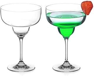 DIAMANTE Margarita Glasses Pair Crystal Cocktail Glasses - Auris Collection Undecorated Crystal  Gift Box of 2 Premium Margarita Glasses