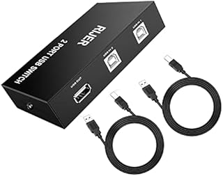 Printer Cable Splitter one Printer Two Computers, 2 Port USB Switch, USB 2.0 Manual Computer Printers Switch for Home Use with 2pcs 6 feet Print Cables Printer Cable Splitter