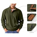 JMIERR Men's Corduroy Sweatshirt Casual Long Sleeve Stand Collar Button Pullover Sweatshirts with Pockets - Image 3